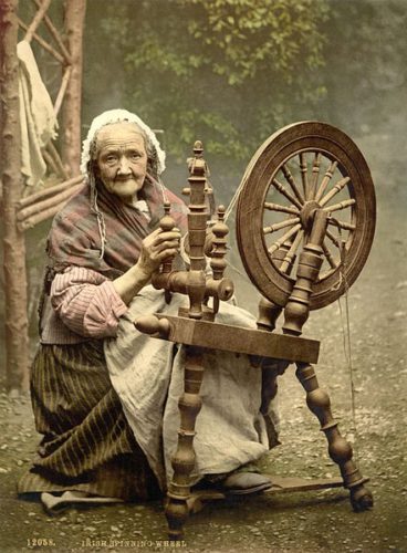 Old lady spinning