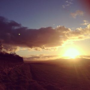 The sun setting on A March evening