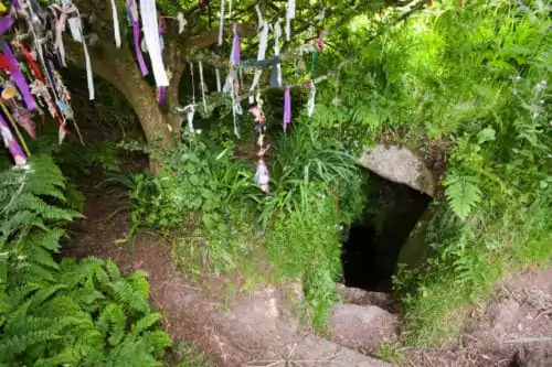 Clouties hung near Sancreed Well at Sancreed in Cornwall